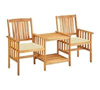 vidaXL Sillas y mesita de jardín con cojines madera maciza acacia Negro/Verde/Antracita