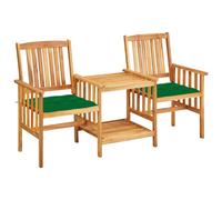 Sillas de jardín vidaXL con mesa auxiliar y cojines, de madera de acacia maciza