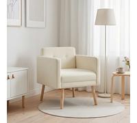 vidaXL Sillón auxiliar Crema Tela de Pana