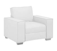vidaXL Sillón Blanco de Cuero Sintético de - Diseño Moderno, con Cojín en Caja, para Oficina y Sala de Estar, Resistente a Manchas, 59 cm de Ancho, Muebles Contemporáneos, Asiento Texturizado, Inter