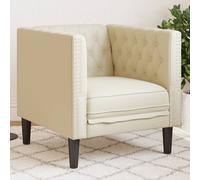 vidaXL Sillón Chesterfield de cuero artificial blanco crema