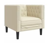 Vidaxl sillón chesterfield de cuero artificial blanco crema