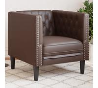 vidaXL Sillón Chesterfield de cuero artificial marrón