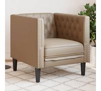 vidaXL Sillón Chesterfield de cuero artificial marrón capuchino