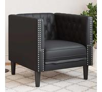 vidaXL Sillón Chesterfield de cuero artificial negro