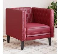 vidaXL Sillón Chesterfield de cuero artificial rojo tinto