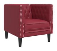 vidaXL Sillón Chesterfield de cuero artificial rojo tinto