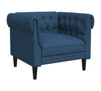 vidaXL Sillón Chesterfield – Silla tapizada con respaldo y reposabrazos, tela azul