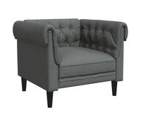 vidaXL Sillón Chesterfield tapizado con respaldo y reposabrazos Tela gris oscuro