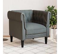 vidaXL Sillón Chesterfield tapizado con respaldo y reposabrazos Tela gris oscuro