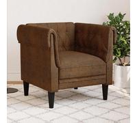 vidaXL Sillón Chesterfield de tela marrón
