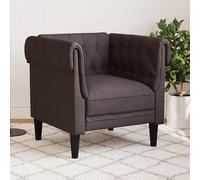 vidaXL Sillón Chesterfield de tela marrón oscuro