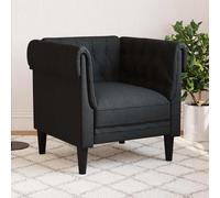 vidaXL Sillón Chesterfield de tela negro