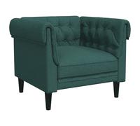 vidaXL Sillón Chesterfield de tela verde oscuro