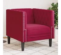 vidaXL Sillón Chesterfield de terciopelo artificial rojo tinto