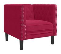vidaXL Sillón Chesterfield de terciopelo artificial rojo tinto