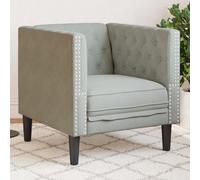 vidaXL Sillón Chesterfield de terciopelo gris claro individual