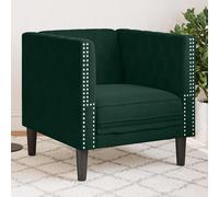 vidaXL Sillón Chesterfield de terciopelo verde oscuro