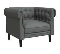 vidaXL Sillón Chesterfield, Silla Tapizada con Respaldo Reposabrazos, Sofá de Relax Descanso Televisión, Asiento para Salón, Tela Gris Oscuro