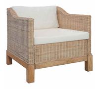 vidaXL Sillón con cojines ratán natural