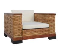 vidaXL Sillón con cojines ratán natural marrón