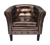 vidaXL Sillón con diseño de cubo cuero sintético marrón