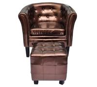 vidaXL Sillón con diseño de cubo y reposapiés cuero sintético marrón