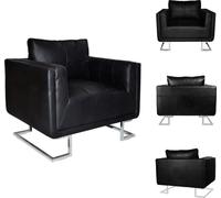 vidaXL: Sillón con forma de cubo, patas cromadas, color , tapizado en cuero sintético - Sillón