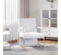 vidaXL Sillón con patas cromadas cuero sintético blanco