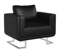 vidaXL Sillón con Patas cromadas Cuero sintético Negro