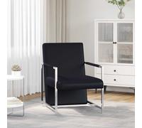 vidaXL Sillón con patas cromadas cuero sintético negro