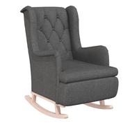 vidaXL Sillón mecedor madera maciza de caucho - tela gris claro