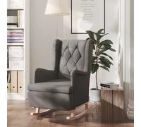 vidaXL Sillón con patas mecedoras madera caucho terciopelo gris oscuro