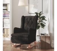vidaXL Sillón con patas mecedoras madera caucho terciopelo negro