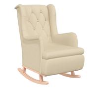 vidaXL Sillón mecedor de madera maciza de caucho tela gris claro Cream