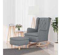 vidaXL Sillón con patas mecedoras y taburete de tela gris claro