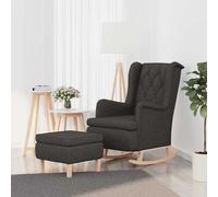 vidaXL Sillón con patas mecedoras y taburete de tela gris oscuro