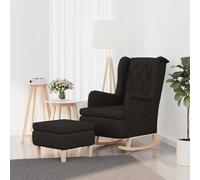vidaXL Sillón con patas mecedoras y taburete de tela negro