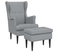vidaXL Sillón con Pouf 2 uds. Gris Claro Tela