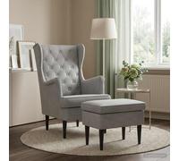 vidaXL Sillón con Pouf 2 uds. Gris Claro Terciopelo
