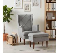 vidaXL Sillón con Pouf 2 uds. Gris Claro Terciopelo