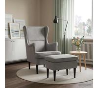 vidaXL Sillón con reposapiés, 2 unidades, color gris claro, tapizado en terciopelo
