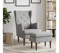 vidaXL Sillón con Pouf 2 uds. Gris Claro Terciopelo