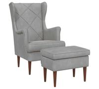 vidaXL Sillón con Pouf 2 uds. Gris Claro Terciopelo