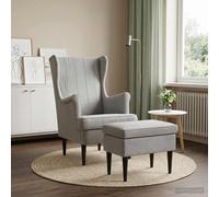 vidaXL Sillón con Pouf 2 uds. Gris Claro Terciopelo