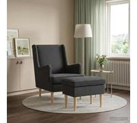 vidaXL Sillón con Pouf 2 uds. Gris oscuro Bouclé
