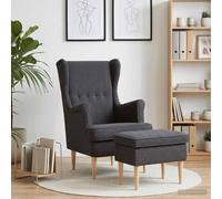vidaXL Sillón con Pouf 2 uds. Gris oscuro Bouclé