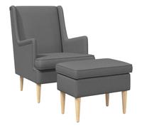 vidaXL Sillón con Pouf 2 uds. Gris Oscuro Tela