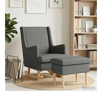 vidaXL Sillón con Pouf 2 uds. Gris oscuro Tela