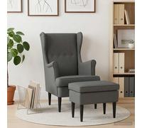 vidaXL Sillón con reposapiés, 2 unidades, color gris oscuro, tapizado en tela
